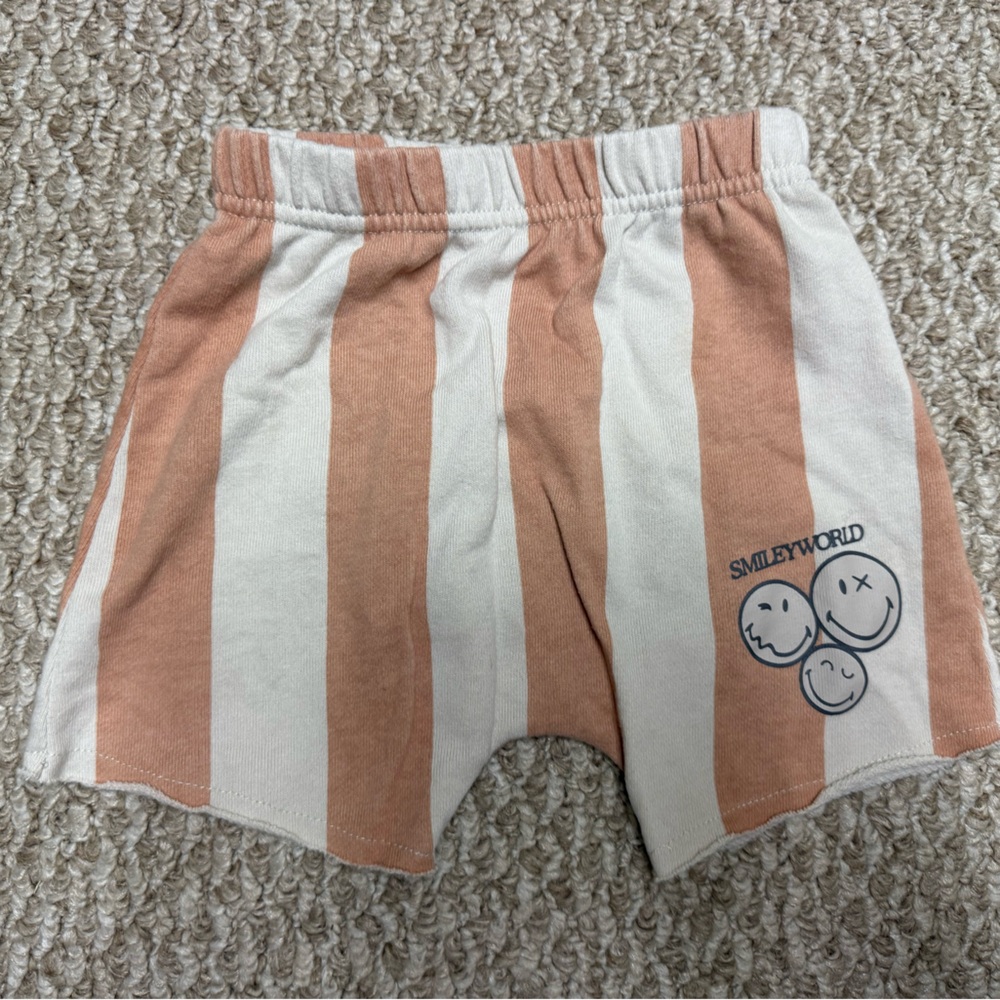 SmileyWorld Kids Striped Shorts - Peach and Tan